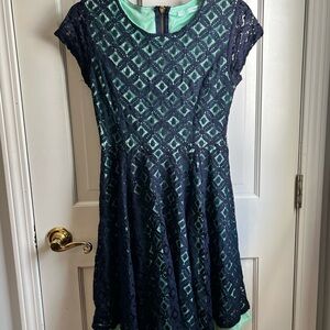 Maurices Navy and Mint Mini Dress size 3/4